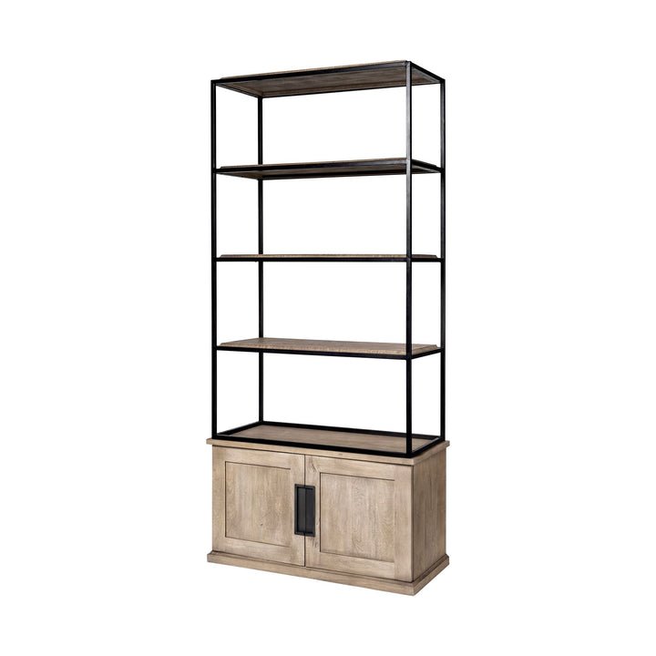 Braxton Three Shelf Wooden Shelving Unit-Etageres-Mercana-LOOMLAN