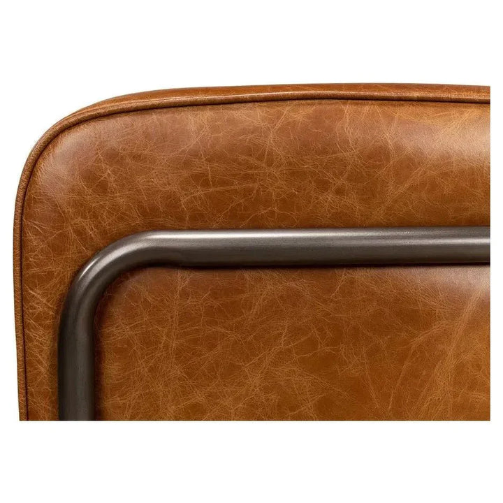 Breda Retro Brown Leather Accent Tub Chair - LOOMLAN - Sarreid - Club Chairs