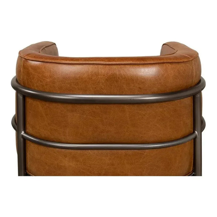 Breda Retro Brown Leather Accent Tub Chair - LOOMLAN - Sarreid - Club Chairs