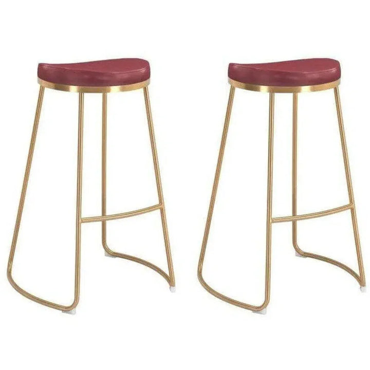 Bree Barstool (Set of 2) Burgundy & Gold - LOOMLAN - Zuo Modern - Bar Stools