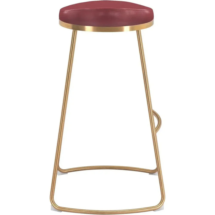 Bree Barstool (Set of 2) Burgundy & Gold - LOOMLAN - Zuo Modern - Bar Stools
