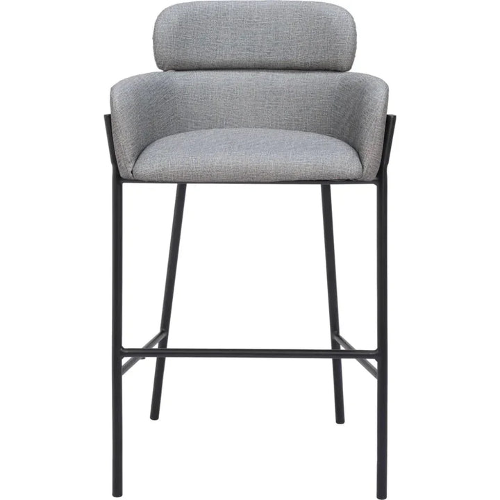 Bremor Slate Gray Barstool with Steel Legs - LOOMLAN - Zuo Modern - Bar Stools
