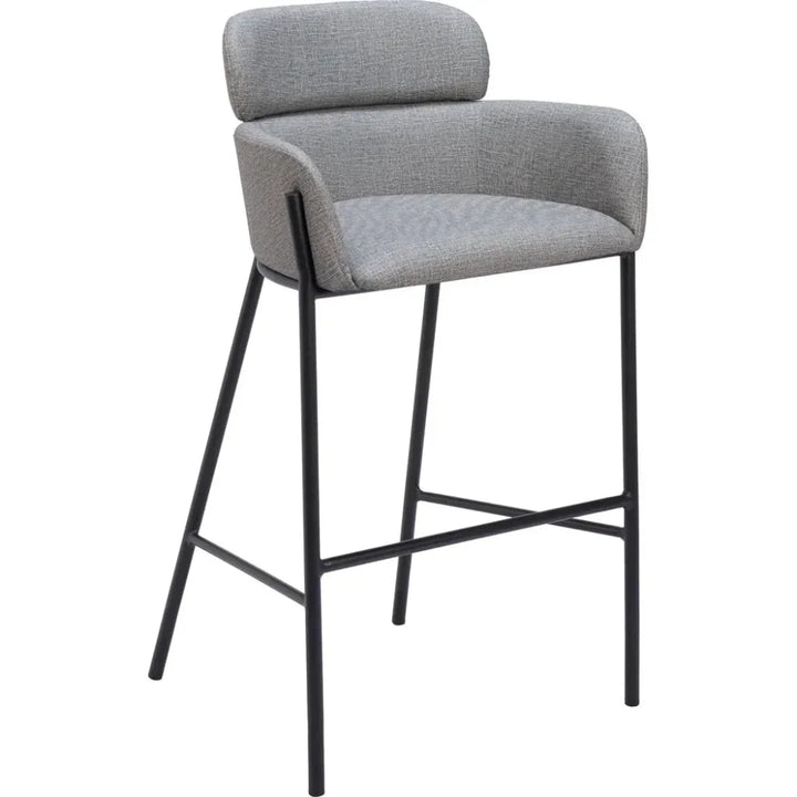 Bremor Slate Gray Barstool with Steel Legs - LOOMLAN - Zuo Modern - Bar Stools