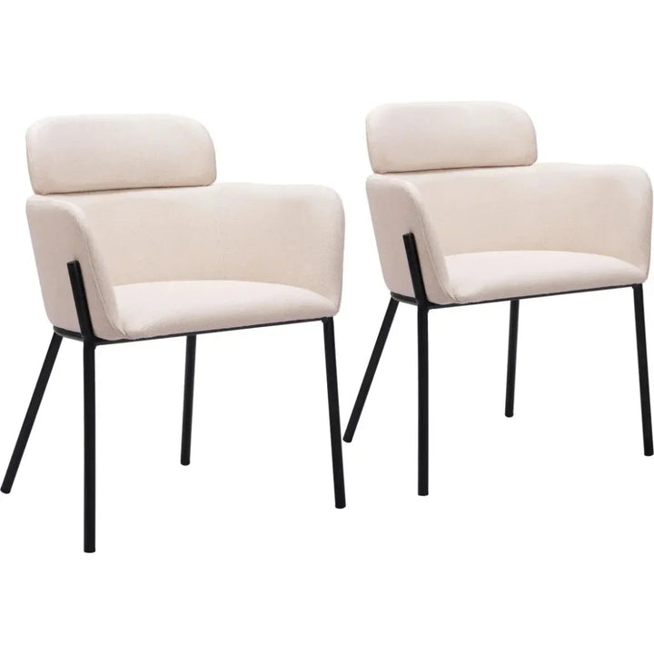 Bremor Steel Beige Dining Arm Chair 2PC - LOOMLAN - Zuo Modern - Dining Chairs