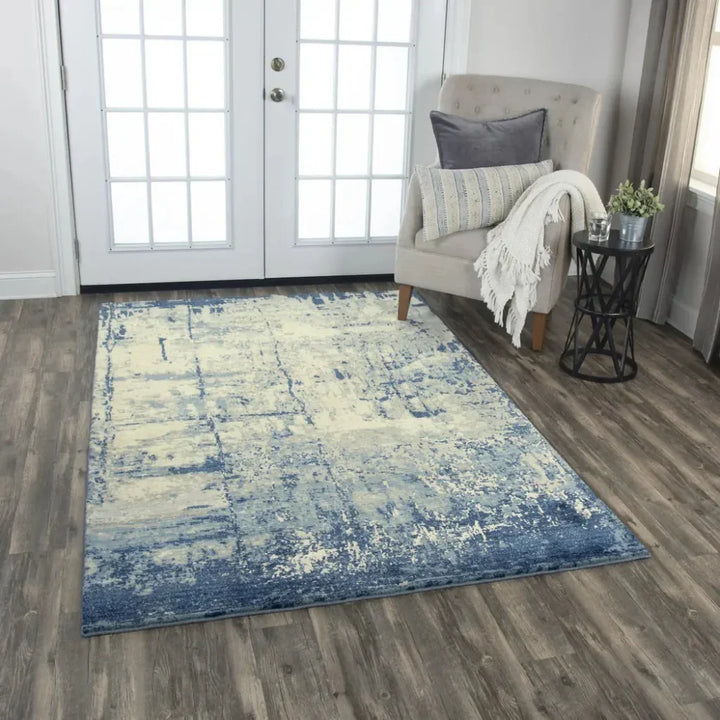 Bric Abstract Blue Large Area Rugs For Living Room - LOOMLAN - LOOMLAN - Area Rugs