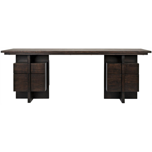 Bridge Desk, Ebony Walnut Wood Unique Desk With Drawers-Home Office Desks-Noir-LOOMLAN