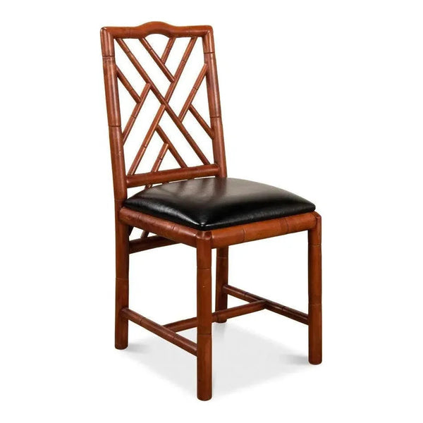 Brighton Bamboo Leather Dining Chair 2PC-Dining Chairs-Sarreid-LOOMLAN