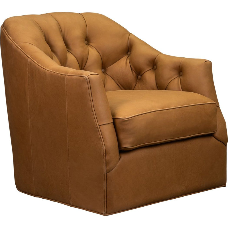 Brighton Leather Luxury Swivel Chair-Club Chairs-Olivia + Quinn-LOOMLAN