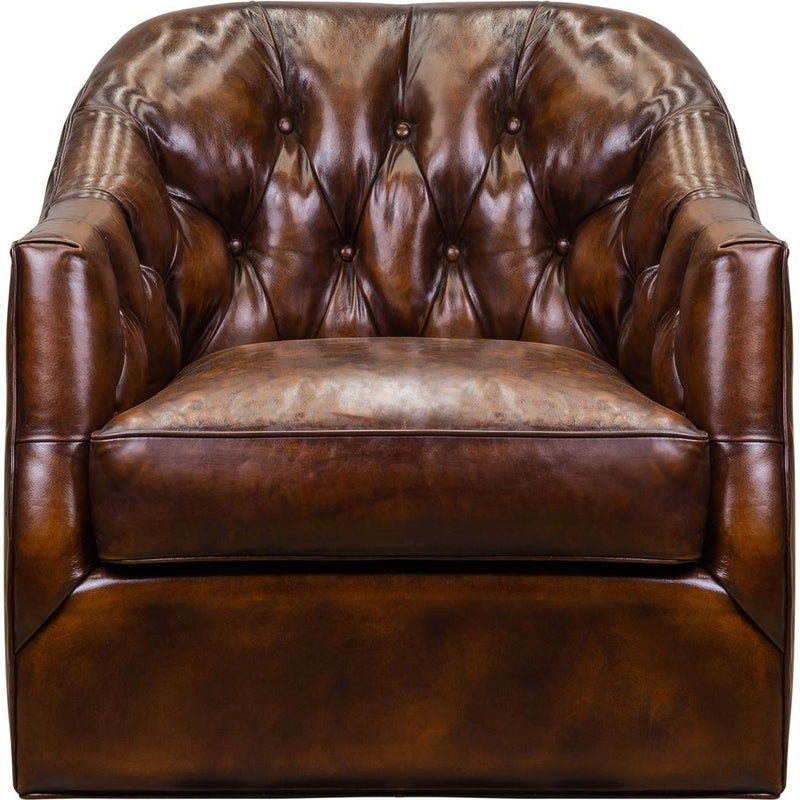 Brighton Leather Luxury Swivel Chair-Club Chairs-Olivia + Quinn-LOOMLAN