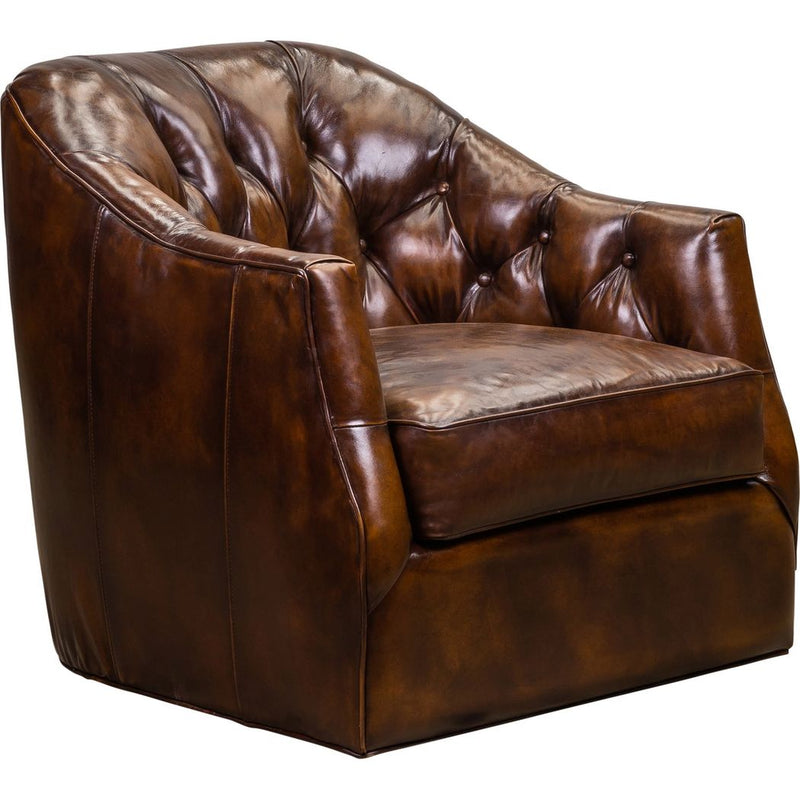 Brighton Leather Luxury Swivel Chair-Club Chairs-Olivia + Quinn-LOOMLAN