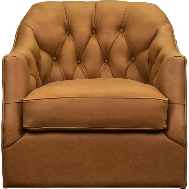 Brighton Leather Luxury Swivel Chair-Club Chairs-Olivia + Quinn-LOOMLAN