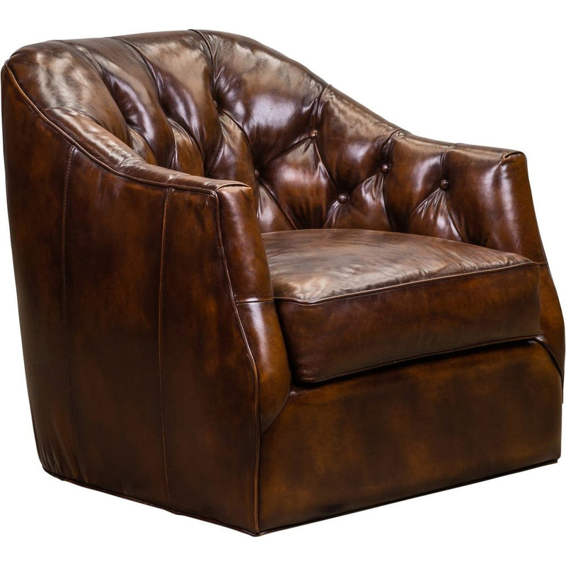 Brighton Leather Luxury Swivel Chair-Club Chairs-Olivia + Quinn-Richmond Lager-LOOMLAN