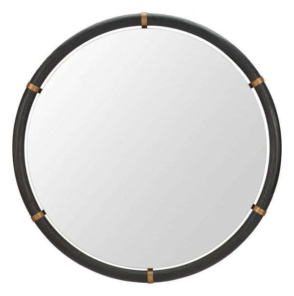 Brile Black Wood Frame Wall Mirror