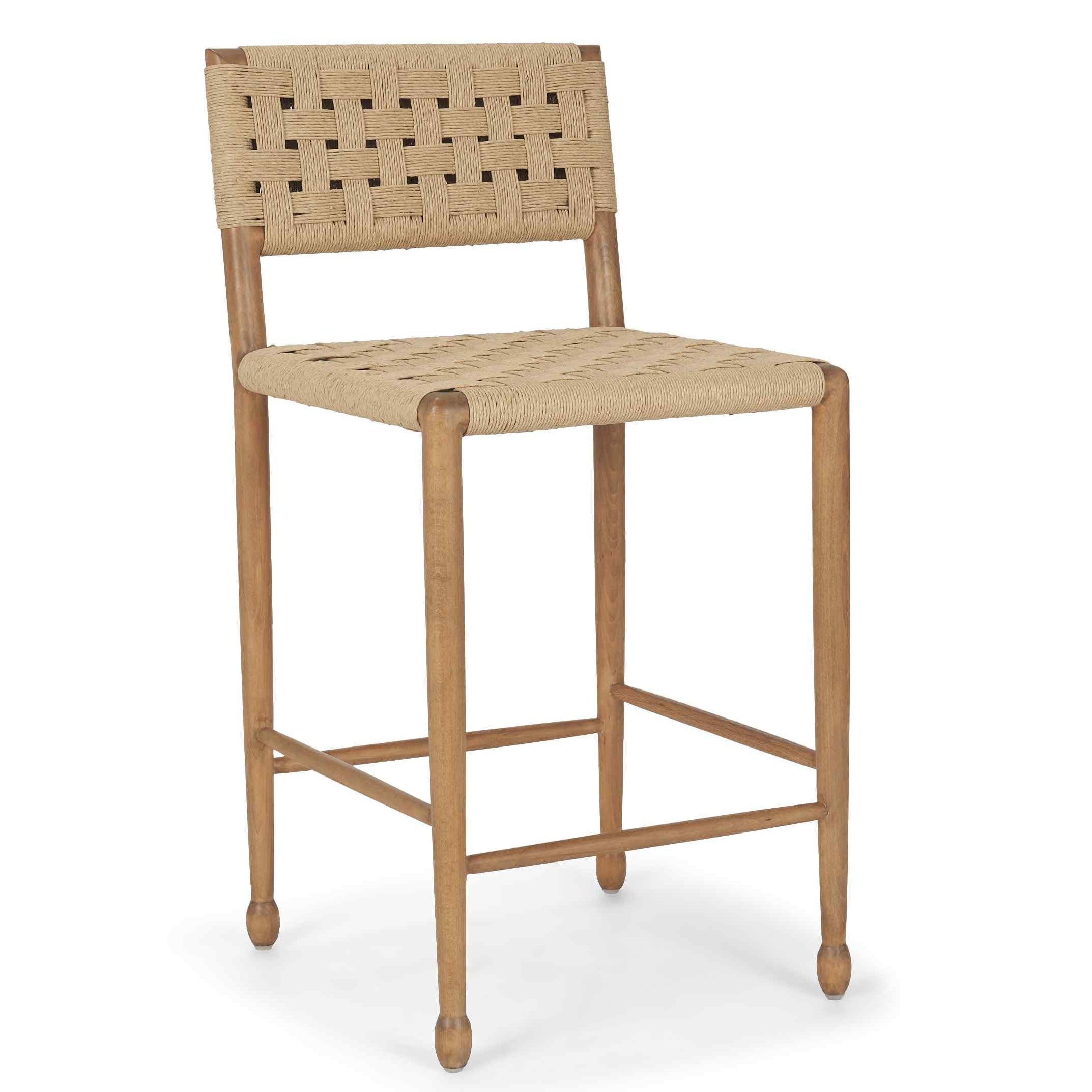 Get Brinley Woven Rope Counter Stool with Wood Frame – LOOMLAN