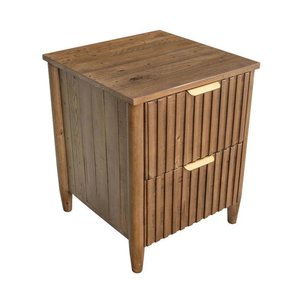 Britanica Wooden Brown 2 Drawer Nightstand-Nightstands-LH Imports-LOOMLAN