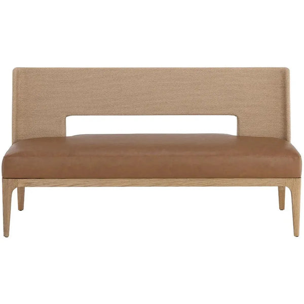 Brocco Banquette Cognac Faux Leather Bench-Dining Benches-SUNPAN-LOOMLAN