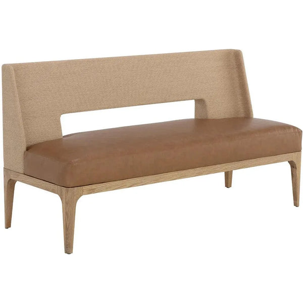 Brocco Banquette Cognac Faux Leather Bench-Dining Benches-SUNPAN-LOOMLAN