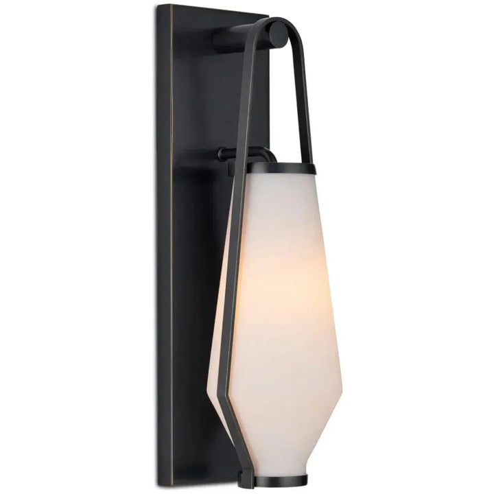 Brompton Metal & Glass Black Bath Wall Sconce - LOOMLAN - Currey & Co - Wall Sconces
