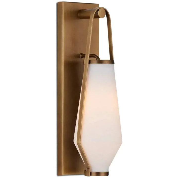 Brompton Metal & Glass Gold Bath Wall Sconce - LOOMLAN - Currey & Co - Wall Sconces