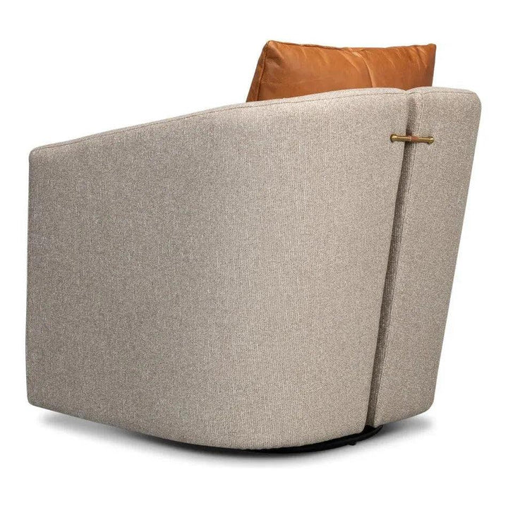 Bronson Swivel Club Chair Beige Performance - LOOMLAN - Sarreid - Club Chairs