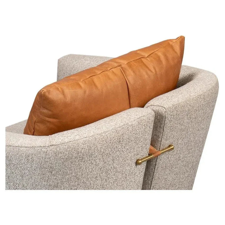 Bronson Swivel Club Chair Beige Performance - LOOMLAN - Sarreid - Club Chairs