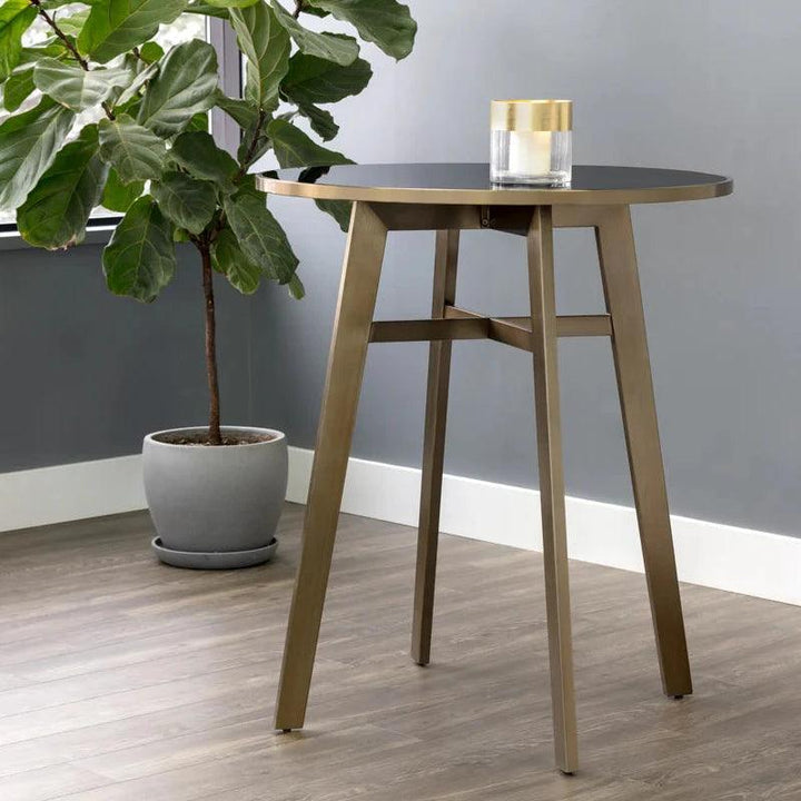 Bronx Bar Table Modern With Black Glass Top - LOOMLAN - SUNPAN - Bar Tables