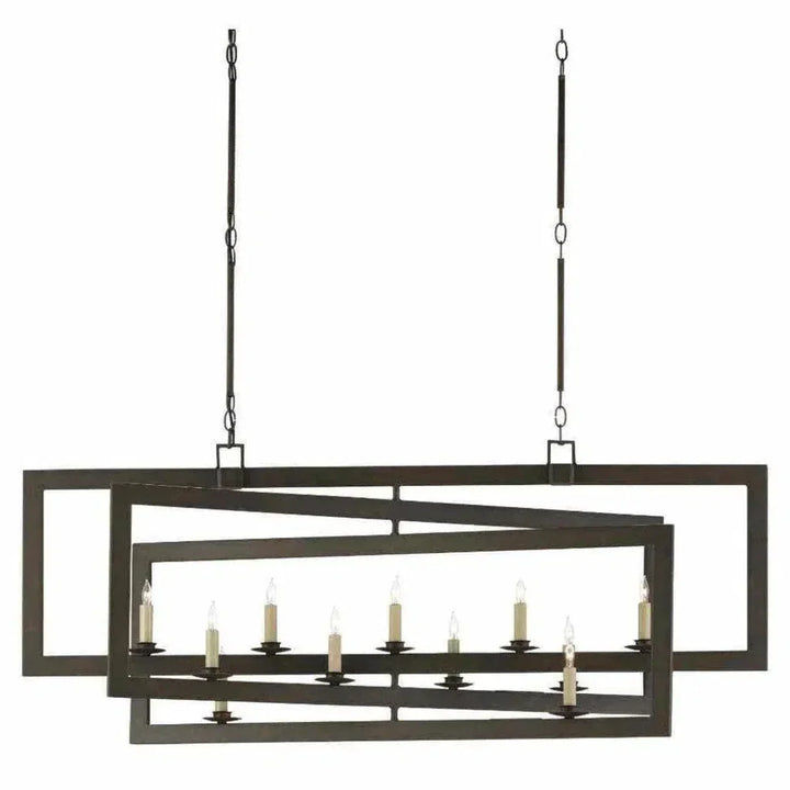 Bronze Gold Middleton Bronze Rectangular Chandelier - LOOMLAN - Currey & Co - Chandeliers