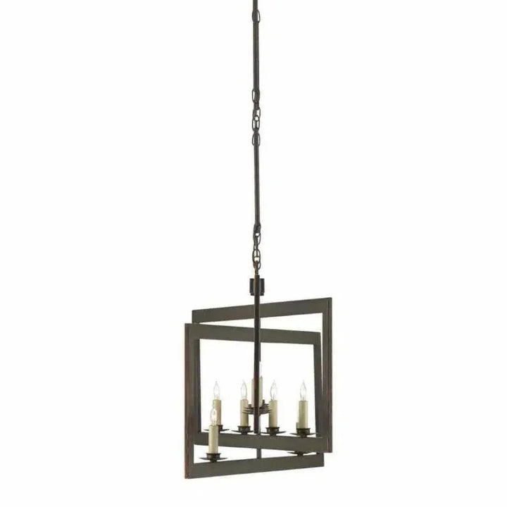 Bronze Gold Middleton Bronze Rectangular Chandelier - LOOMLAN - Currey & Co - Chandeliers