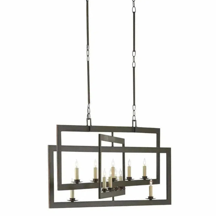 Bronze Gold Middleton Bronze Rectangular Chandelier - LOOMLAN - Currey & Co - Chandeliers