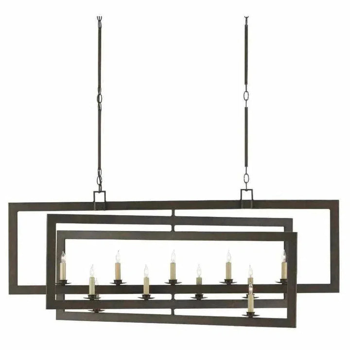Bronze Gold Middleton Bronze Rectangular Chandelier - LOOMLAN - Currey & Co - Chandeliers