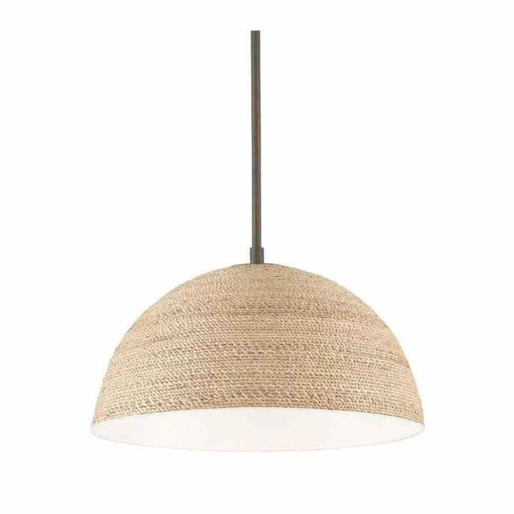 Bronze Gold Sugar White Natural Rope Tobago Pendant - LOOMLAN - Currey & Co - Pendants