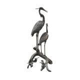 Currey & Co-Bronze Herons On Branch Bronze Sculpture-Statues & Sculptures-LOOMLAN