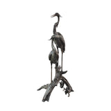 Currey & Co-Bronze Herons On Branch Bronze Sculpture-Statues & Sculptures-LOOMLAN