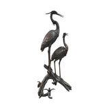 Bronze Herons On Branch Bronze Sculpture