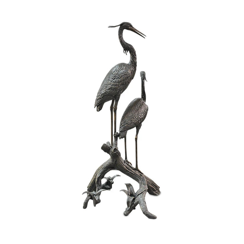 Bronze Herons On Branch Bronze Sculpture