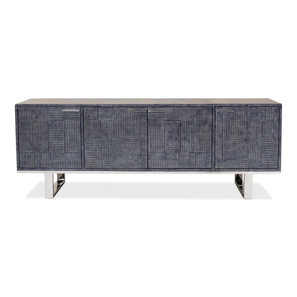 Bronzini Credenza Large Blue Cabinet for Living Room-Sideboards-Sarreid-LOOMLAN