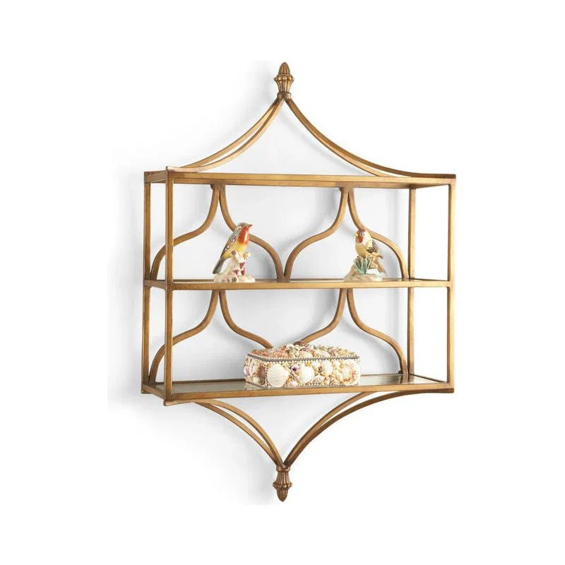 Metal Framed Wall Shelf with Glass Tiers | LOOMLAN