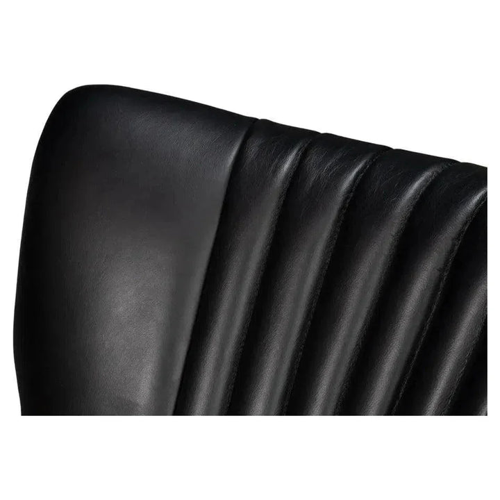 Brooks Metal & Leather Black Swivel Arm Chair-Office Chairs-Sarreid-LOOMLAN