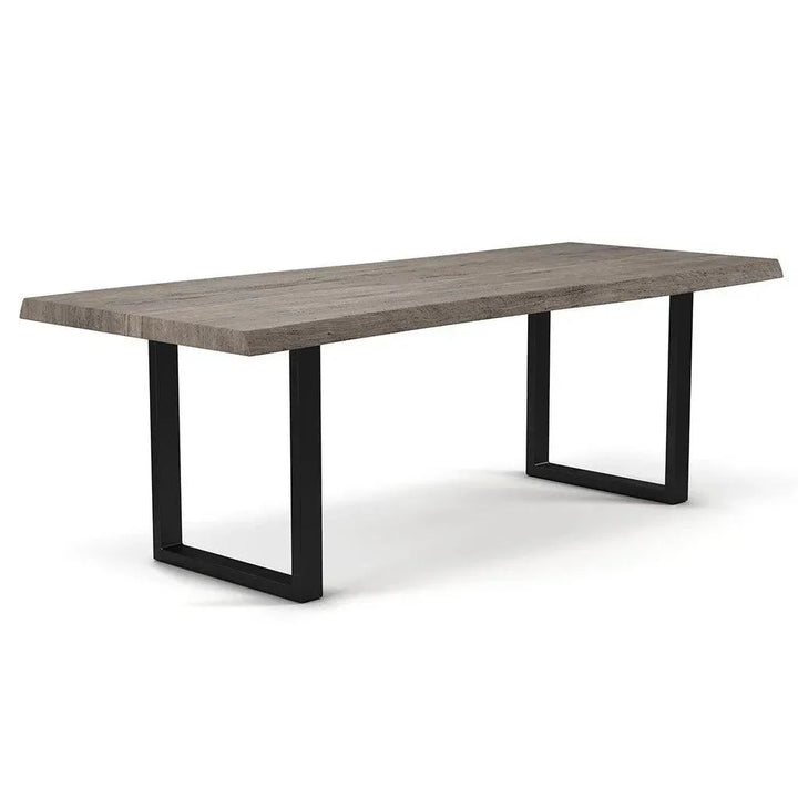 Brooks U Base Rectangular Dining Table-Dining Tables-Urbia-92"-Sandblasted Grey, Black-LOOMLAN