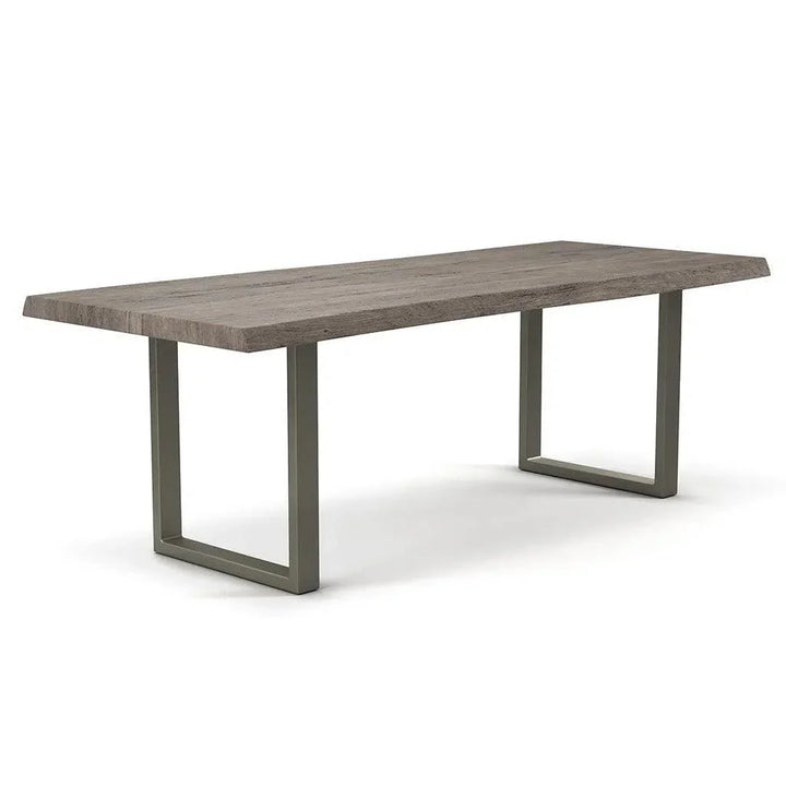 Brooks U Base Rectangular Dining Table-Dining Tables-Urbia-92"-Sandblasted Grey, Pewter-LOOMLAN