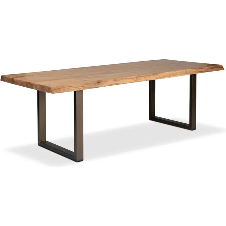 Brooks U Base Rectangular Dining Table-Dining Tables-Urbia-116"-Teak, Brass-LOOMLAN