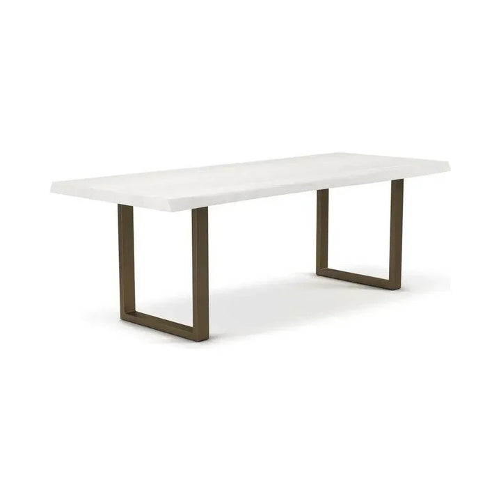Brooks U Base Rectangular Dining Table-Dining Tables-Urbia-116"-White Wash, Brass-LOOMLAN