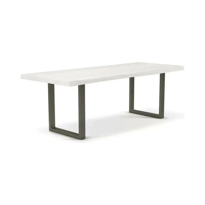 Brooks U Base Rectangular Dining Table-Dining Tables-Urbia-116"-White Wash, Pewter-LOOMLAN