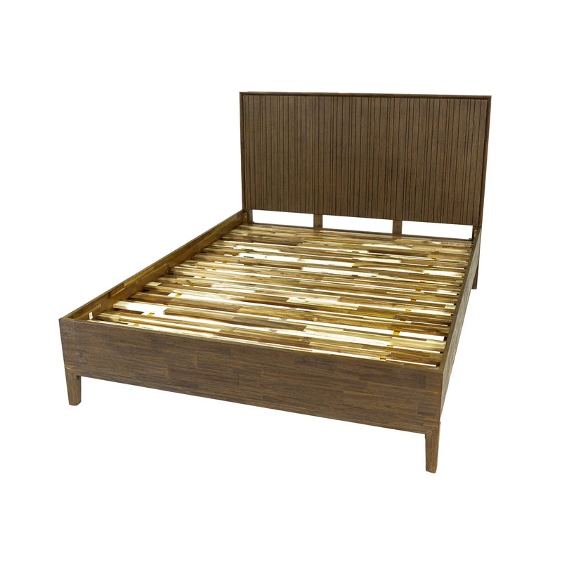 Brown Chestnut Wood Frame Platform Queen Size Bed West Collection Beds LOOMLAN By LHIMPORTS