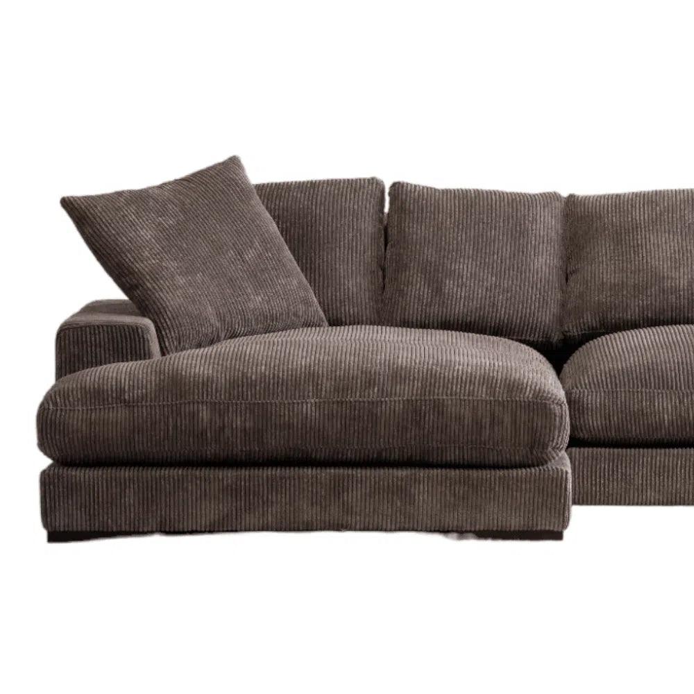 Brown Corduroy Reversible Sectional Chaise