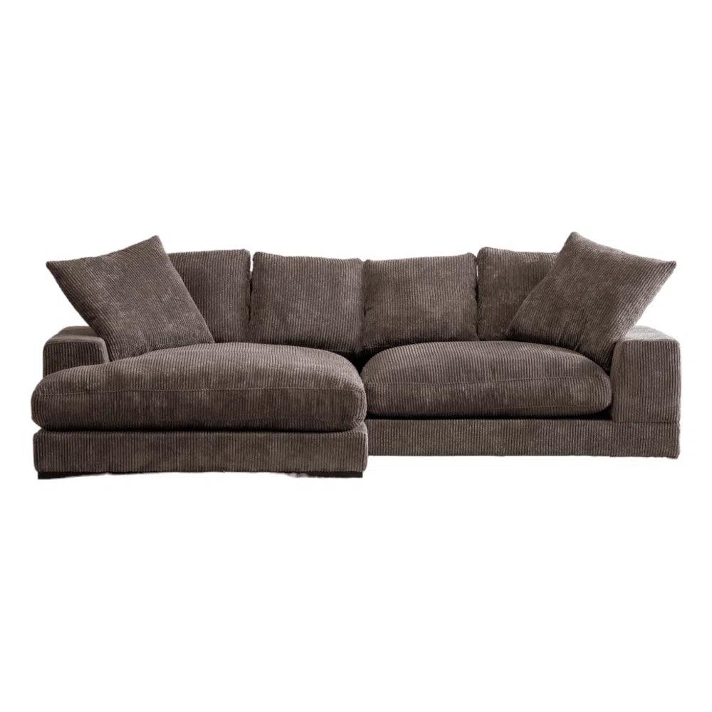 Brown Corduroy Reversible Sectional Chaise