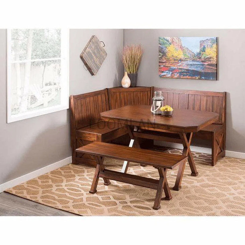 Brown Corner Kitchen Table Breakfast Nook Set With Storage Bench Dining Table Sets LOOMLAN By Sunny D