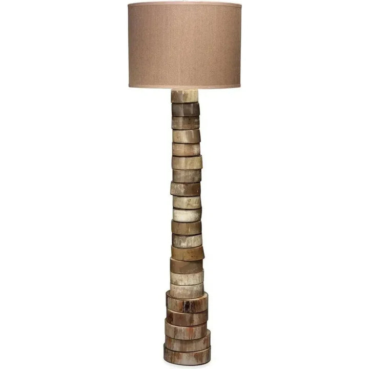 Brown Faux Buffalo Horn Stacked Floor Lamp-Floor Lamps-Jamie Young-LOOMLAN