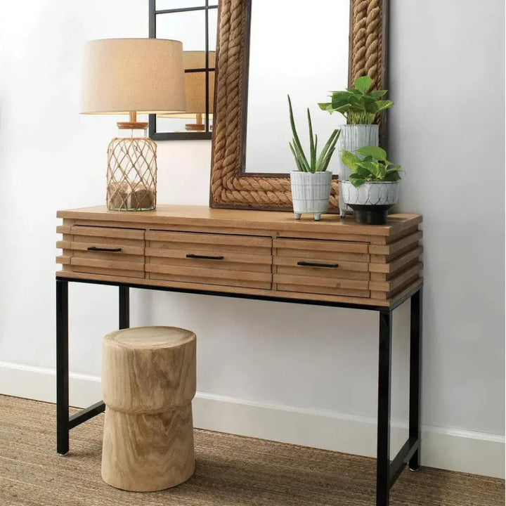 Brown Fir Wood Iron Logan Console - LOOMLAN - Jamie Young - Console Tables