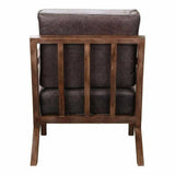 Brown Leather Accent Side Arm Chair Over Exposed Wood Frame Club Chairs LOOMLAN By Moe's Home